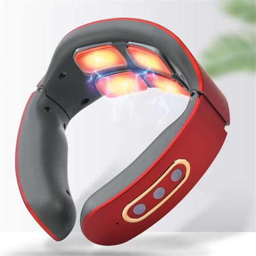 Electric Neck and Shoulder Pulse Massager 6 Mode 9 Levels Adjustable Heat Cervical Vertebra Relax Pain Relief Kneading Machine