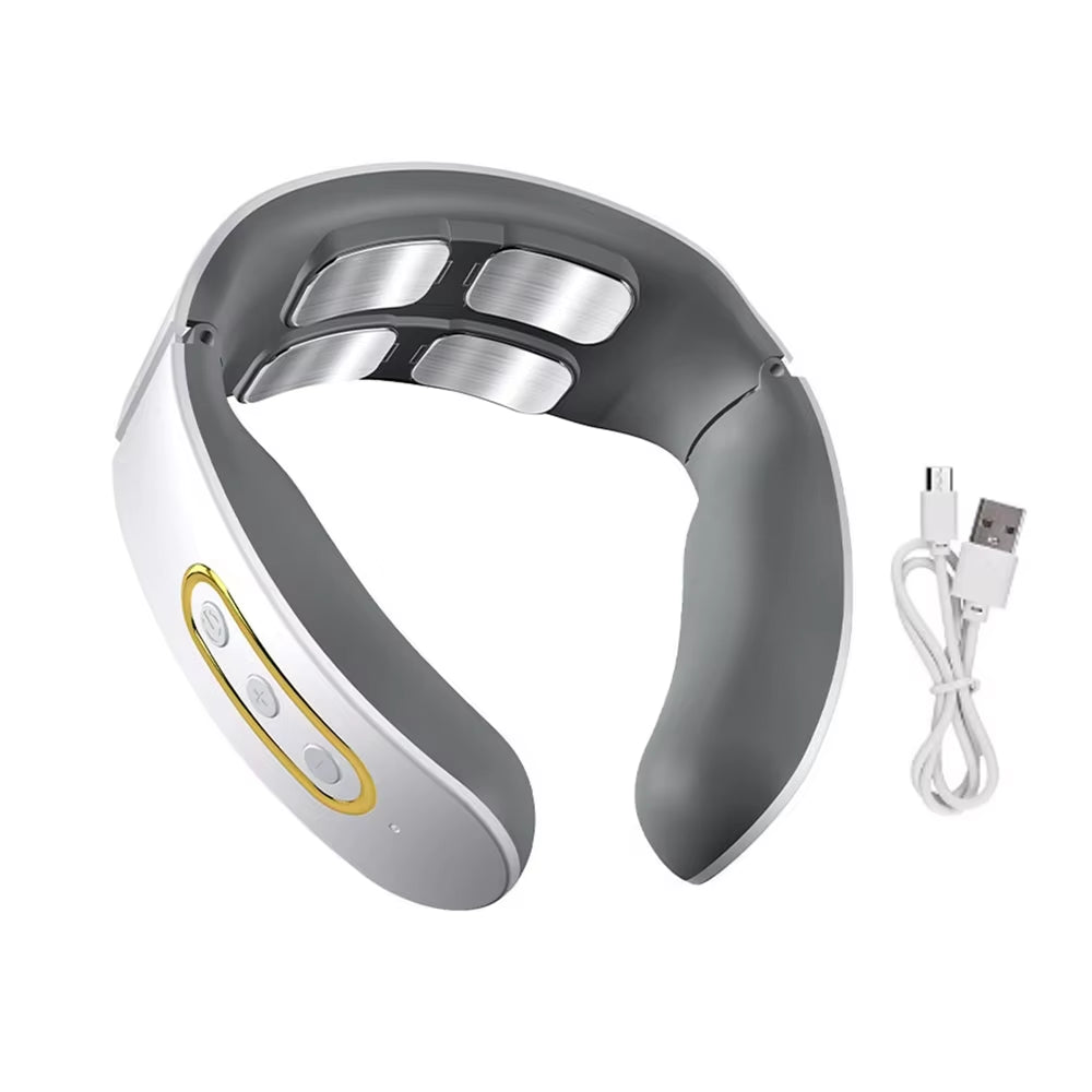 Electric Neck and Shoulder Pulse Massager 6 Mode 9 Levels Adjustable Heat Cervical Vertebra Relax Pain Relief Kneading Machine