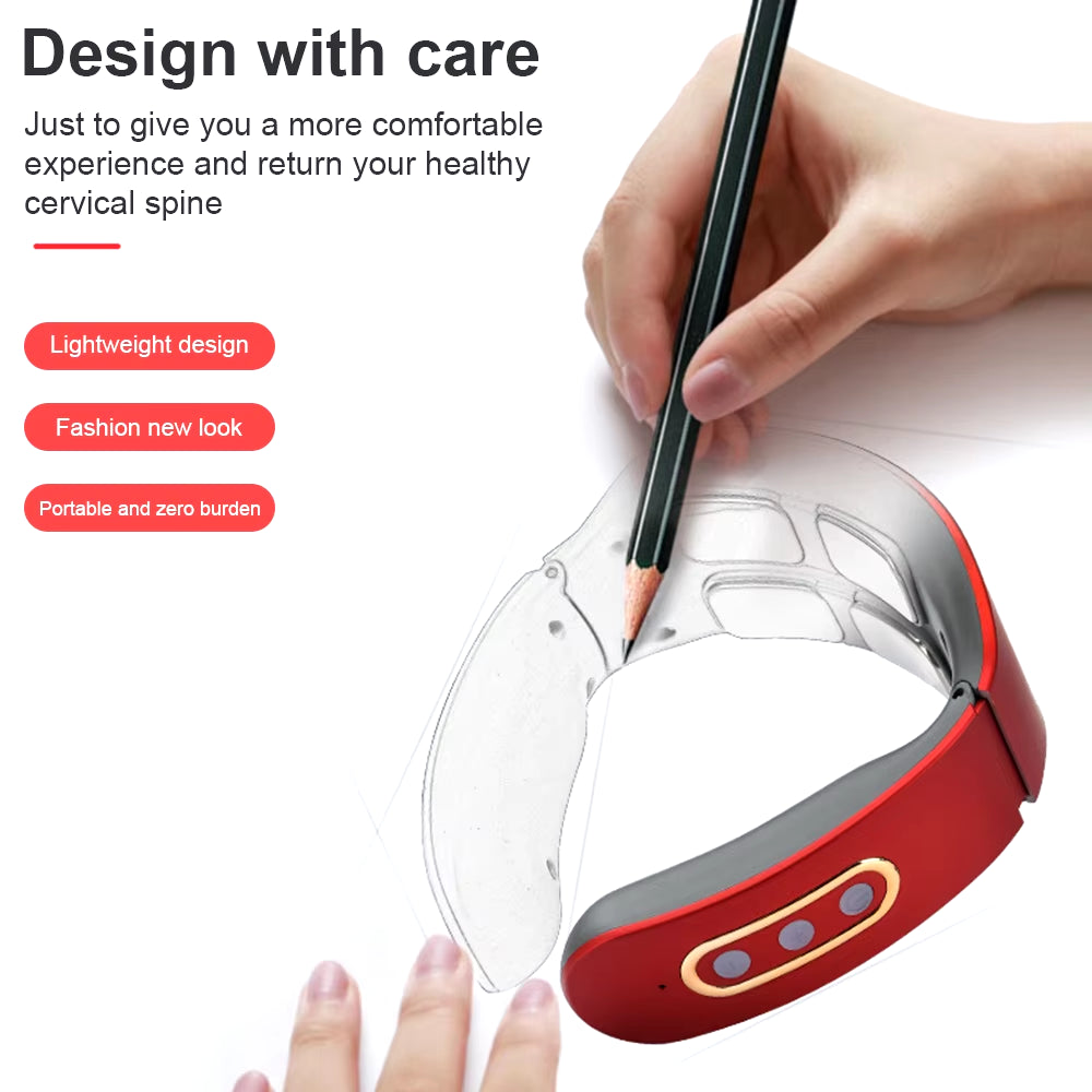 Electric Neck and Shoulder Pulse Massager 6 Mode 9 Levels Adjustable Heat Cervical Vertebra Relax Pain Relief Kneading Machine