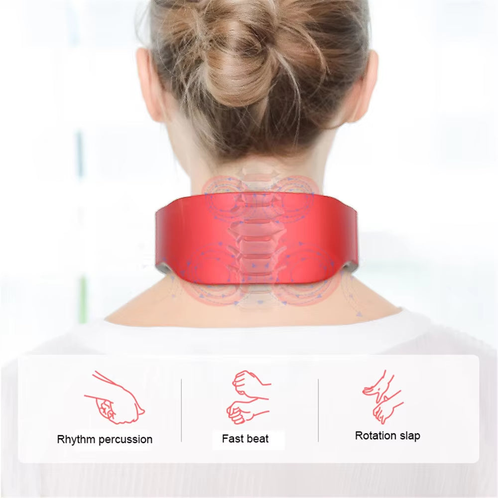 Electric Neck and Shoulder Pulse Massager 6 Mode 9 Levels Adjustable Heat Cervical Vertebra Relax Pain Relief Kneading Machine