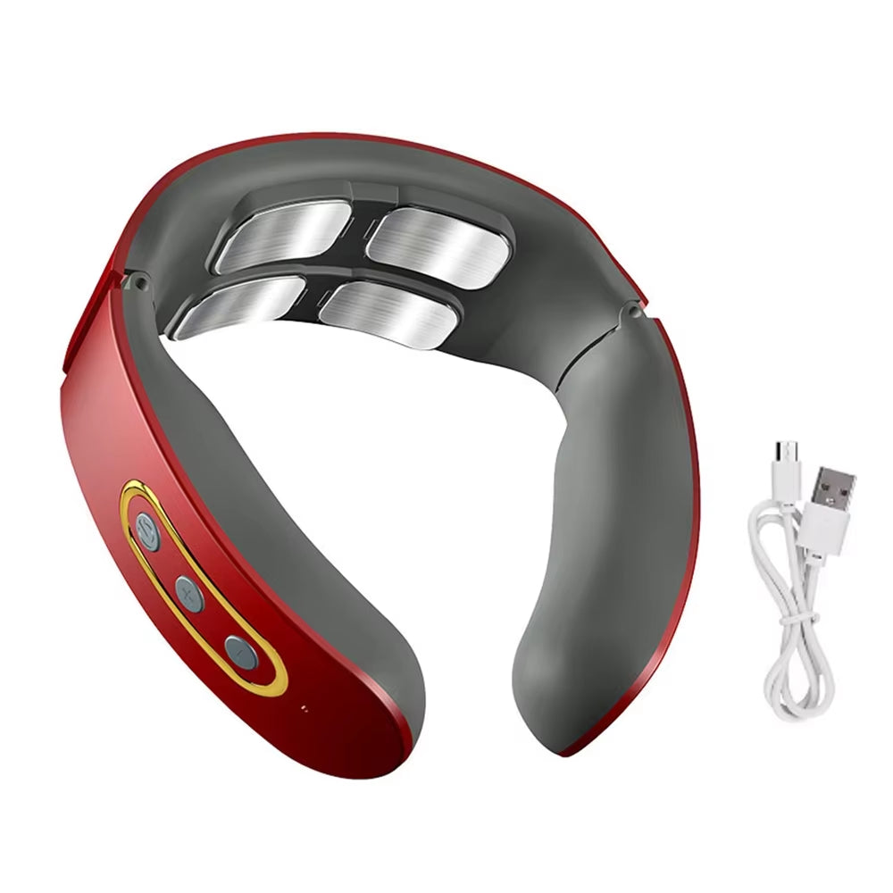 Electric Neck and Shoulder Pulse Massager 6 Mode 9 Levels Adjustable Heat Cervical Vertebra Relax Pain Relief Kneading Machine